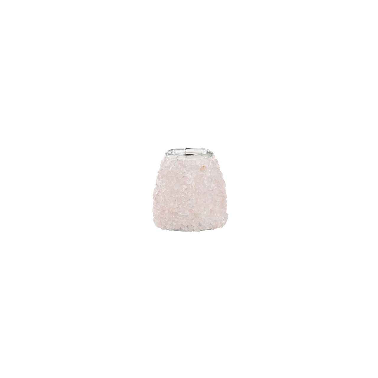 CC Home Furnishings Crystals Gravel Quartz Tumbled Stone Glass Pillar Candle Holder - 5" - White